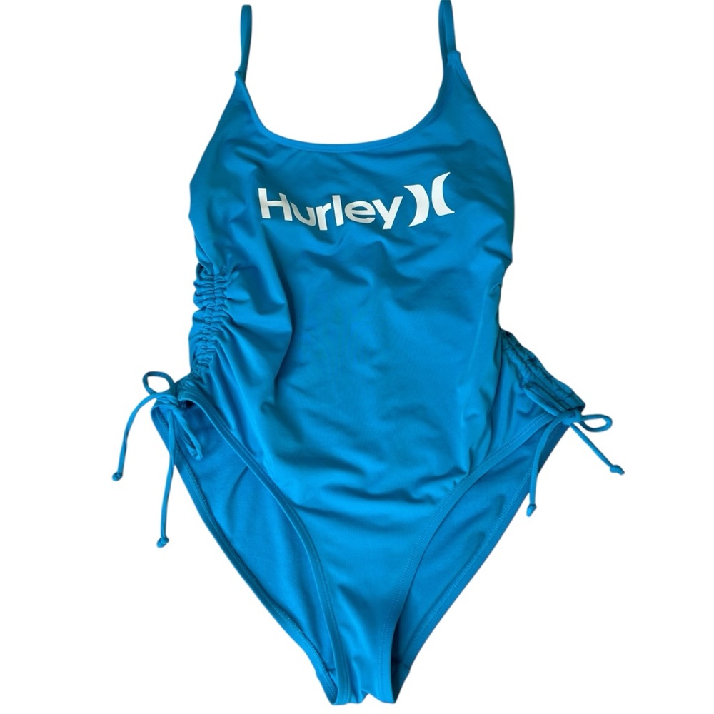 3/$30 Hurley Blue One-Piece Swimsuit Womens Large Cinched Sides